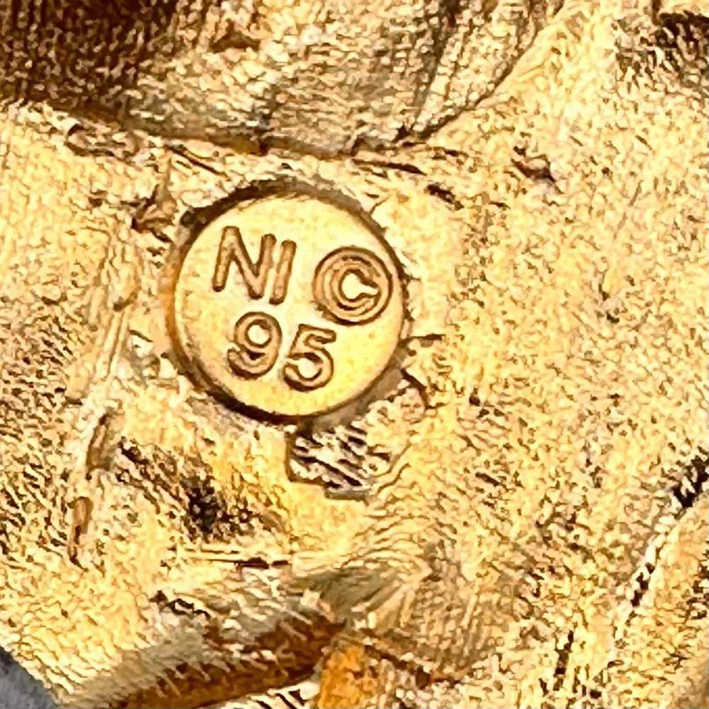Vintage Gold Tiger Belt Buckle Signed “Ni © 95” Bold Statement Accessory